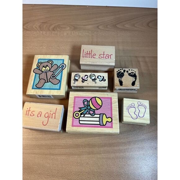 Collection of New Baby Wooden Rubber Stamps - Picture 1 of 6